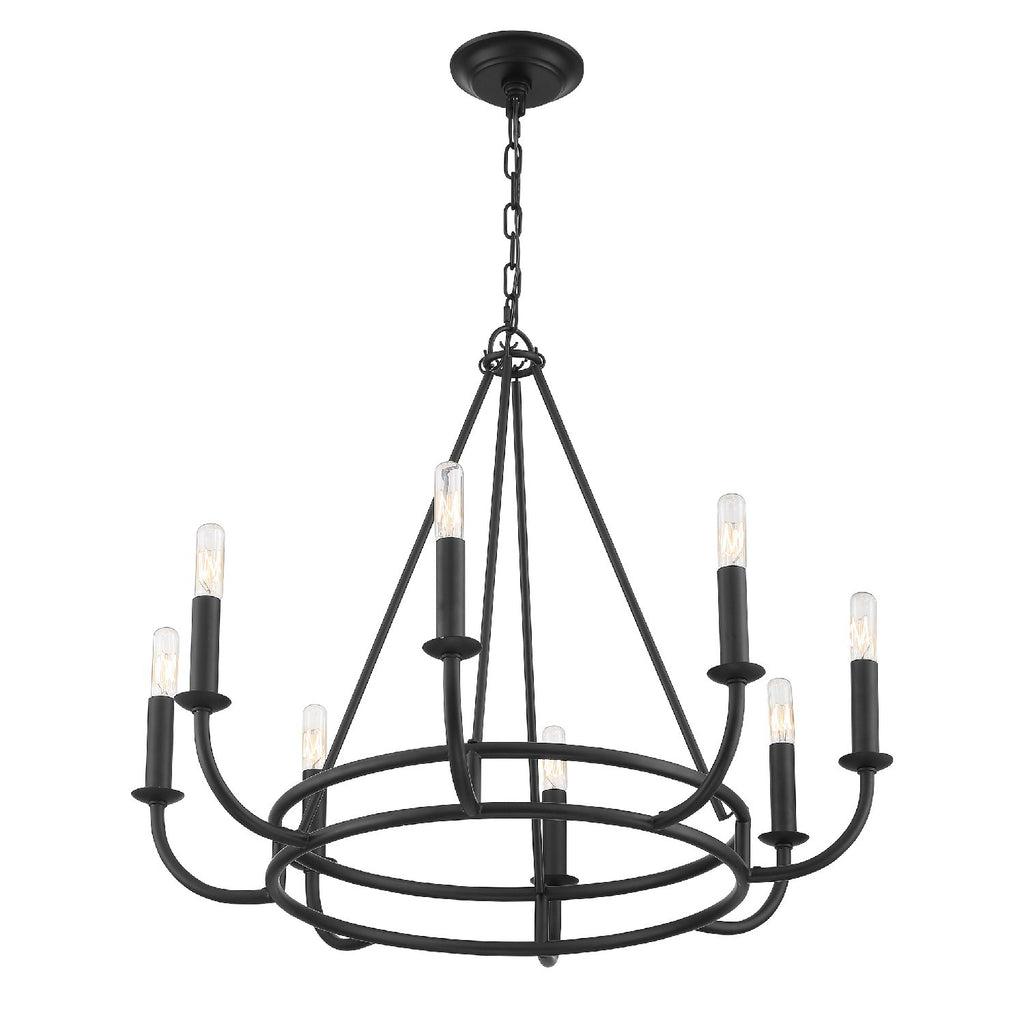 Bailey 8 Light Matte Black Chandelier Chandelier Crystorama