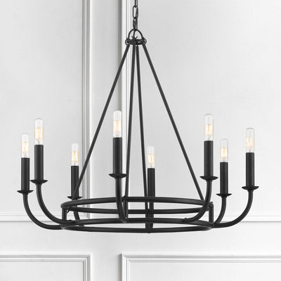 Bailey 8 Light Matte Black Chandelier Chandelier Crystorama