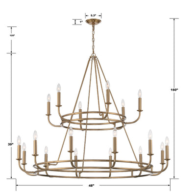 Bailey 18 Light Aged Brass Chandelier Chandelier Crystorama