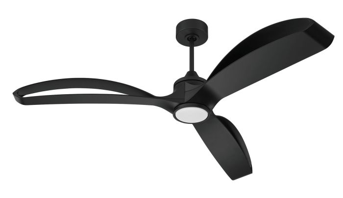 60"  Bandeaux Fan Flat Black, Flat Black Finish Blades, light kit Included (Optional) Ceiling Fan CRAFTMADE