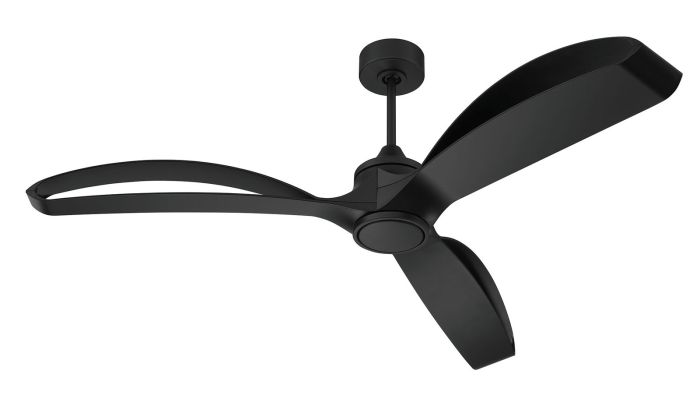 60"  Bandeaux Fan Flat Black, Flat Black Finish Blades, light kit Included (Optional) Ceiling Fan CRAFTMADE