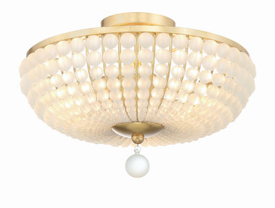 Bella 3 Light Antique Gold Semi Flush Mount Semi Flush Crystorama