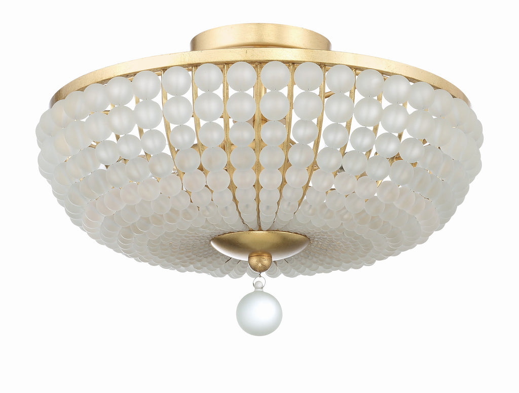 Bella 3 Light Antique Gold Semi Flush Mount Semi Flush Crystorama