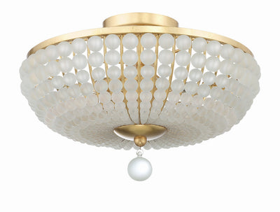 Bella 3 Light Antique Gold Semi Flush Mount Semi Flush Crystorama