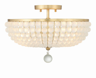 Bella 3 Light Antique Gold Semi Flush Mount Semi Flush Crystorama