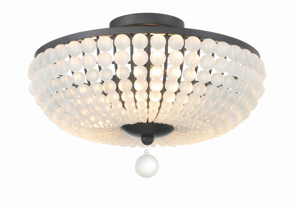 Bella 3 Light Matte Black Semi Flush Mount Semi Flush Crystorama