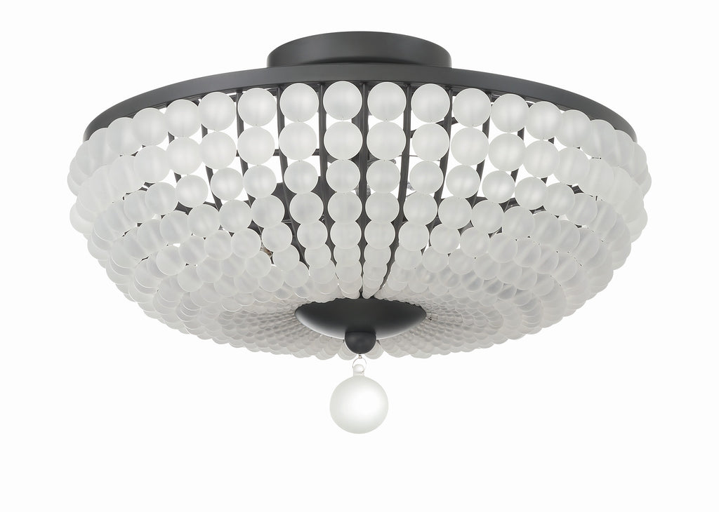 Bella 3 Light Matte Black Semi Flush Mount Semi Flush Crystorama