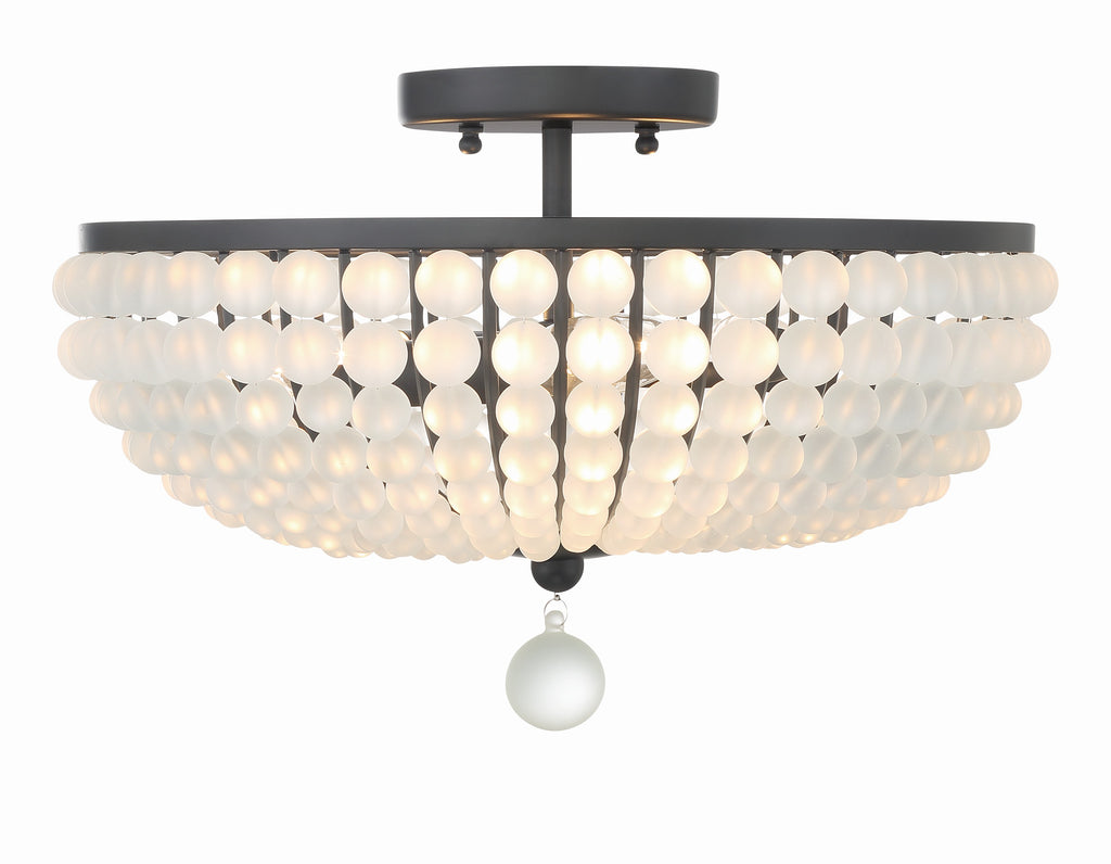 Bella 3 Light Matte Black Semi Flush Mount Semi Flush Crystorama