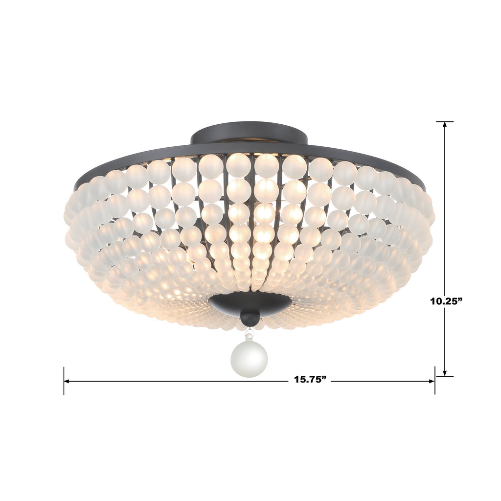 Bella 3 Light Matte Black Semi Flush Mount Semi Flush Crystorama