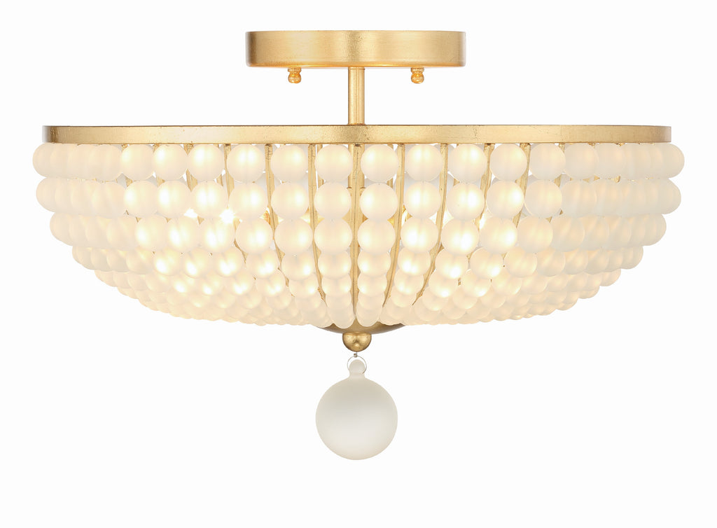 Bella 4 Light Antique Gold Semi Flush Mount Semi Flush Crystorama