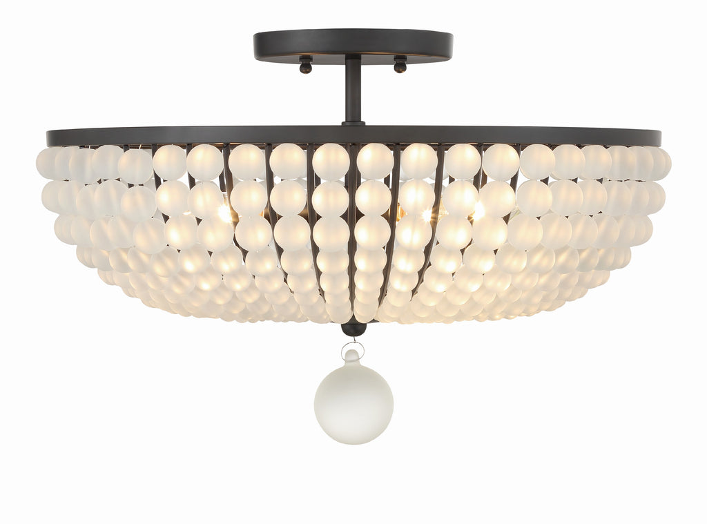 Bella 4 Light Matte Black Semi Flush Mount Semi Flush Crystorama