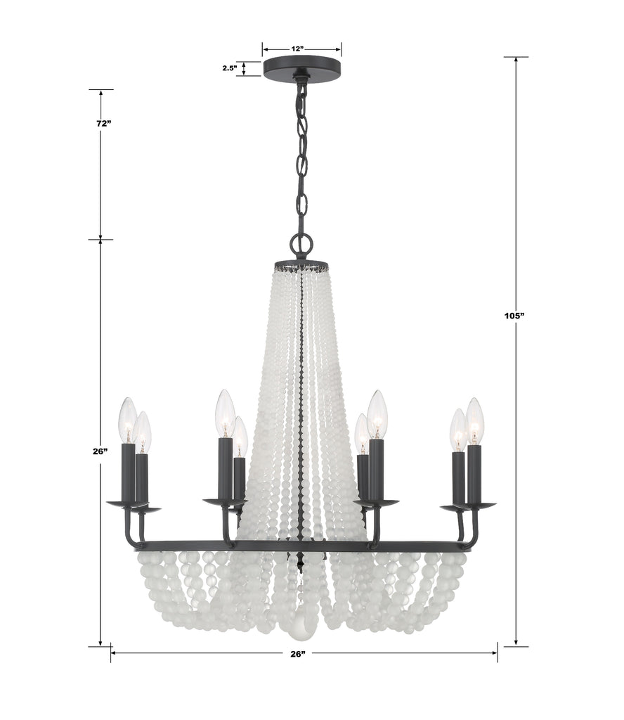 Bella 8 Light Matte Black Chandelier Chandelier Crystorama