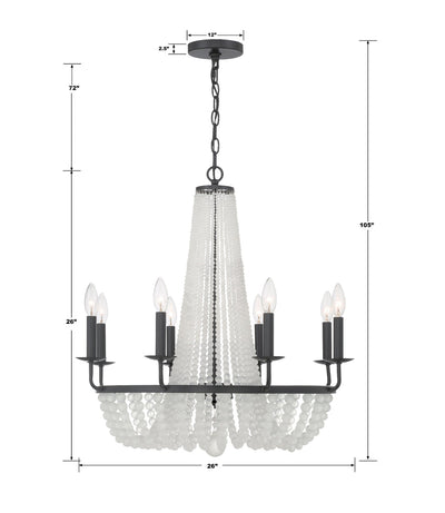 Bella 8 Light Matte Black Chandelier Chandelier Crystorama