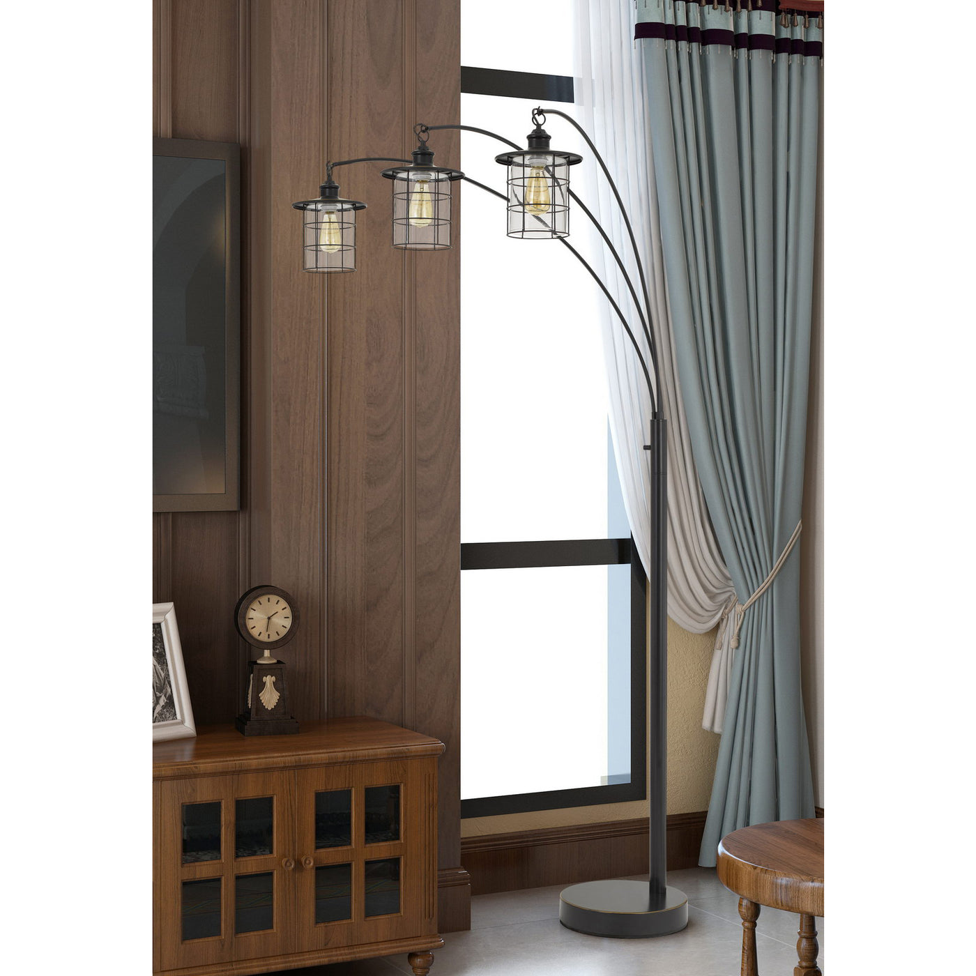 SILVERTON ARC FLOOR LAMP WITH GLASS SHADES (EDISON BULBS INCLUDED)