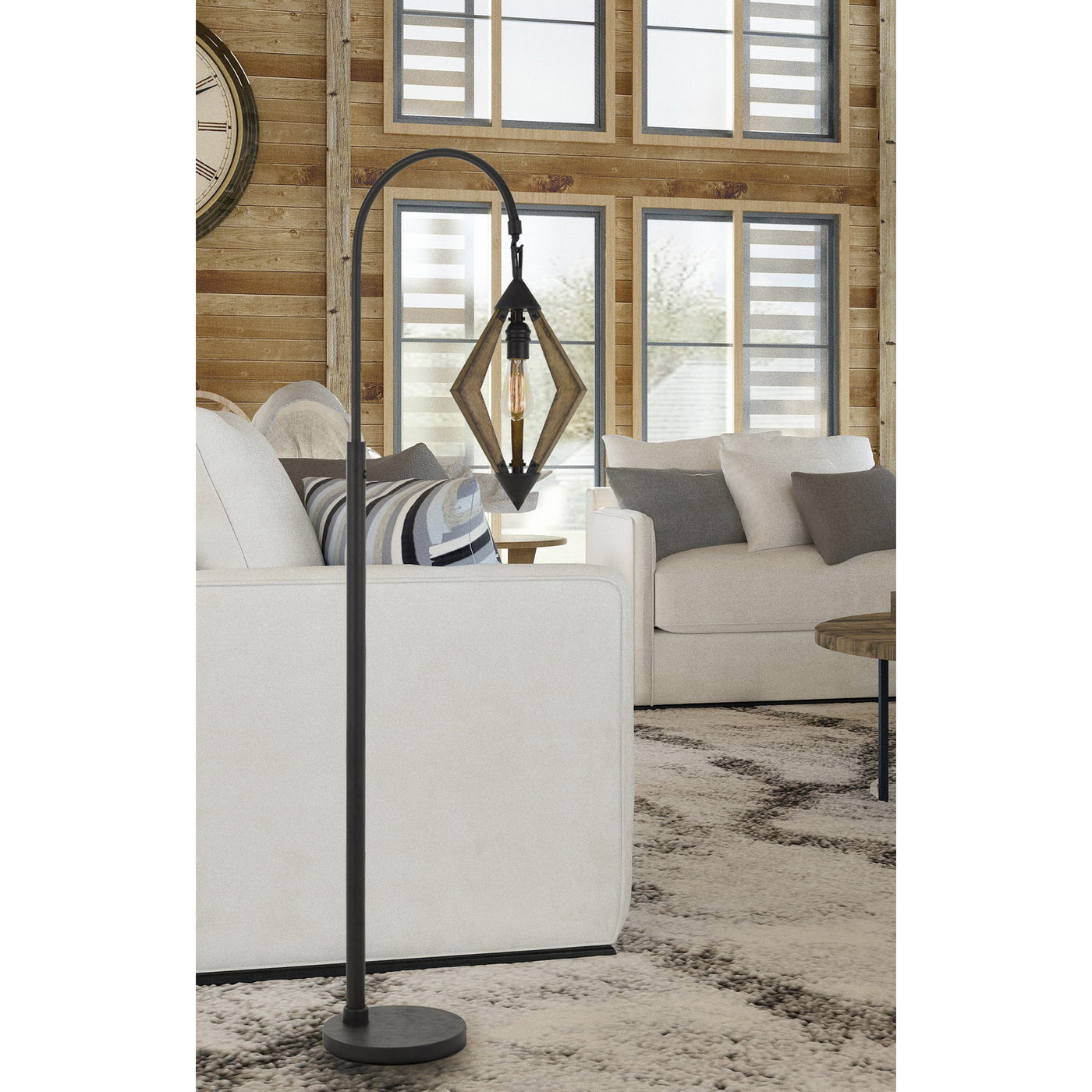 VALENCE 60W METAL/PINE WOOD DOWN BRIDGE FLOOR LAMP (EDISON BULB INCLUDED)