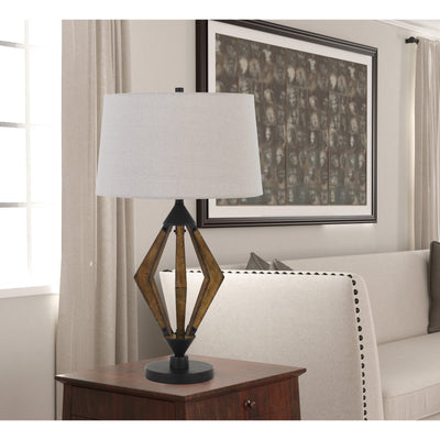 VALENCE 150W 3 WAY METAL/PINE WOOD TABLE LAMP