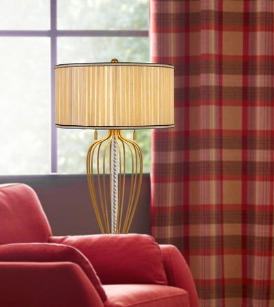 Laval 60W X 2 Metal Table Lamp With Pleated Softback Fabric Shade And Pull Chain Switch