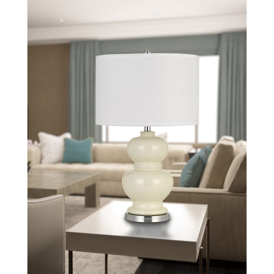 BERGAMO CERAMIC TABLE LAMP WITH HARDBACK WHITE FABRIC SHADE (SOLD AND PRICED AS PAIRS)