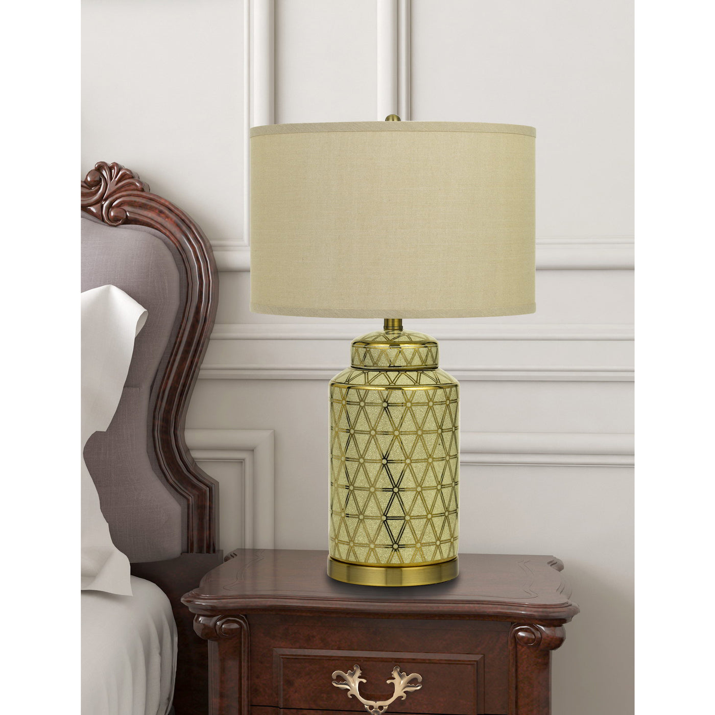 BARLETTA CERAMIC TABLE LAMP WITH HARDBACK FABRIC SHADE (SOLD AND PRICED AS PAIRS)