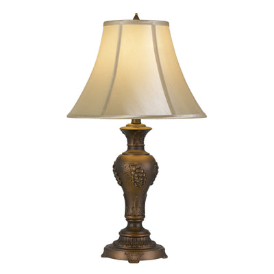 100W CAVAN ALUMINUM CASTED TABLE LAMP WITH SOFTBACK FAUX SILK SHADE