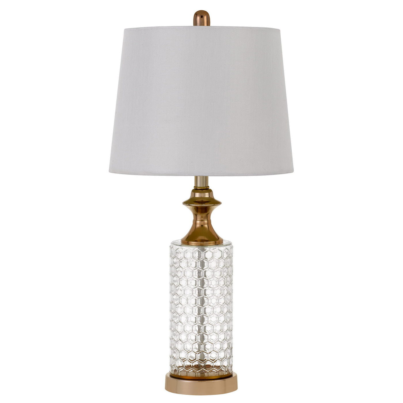 100W Breda Glass Table Lamp With Taper Drum Hardback Fabric Shade  (Priced And Sold As Pairs)