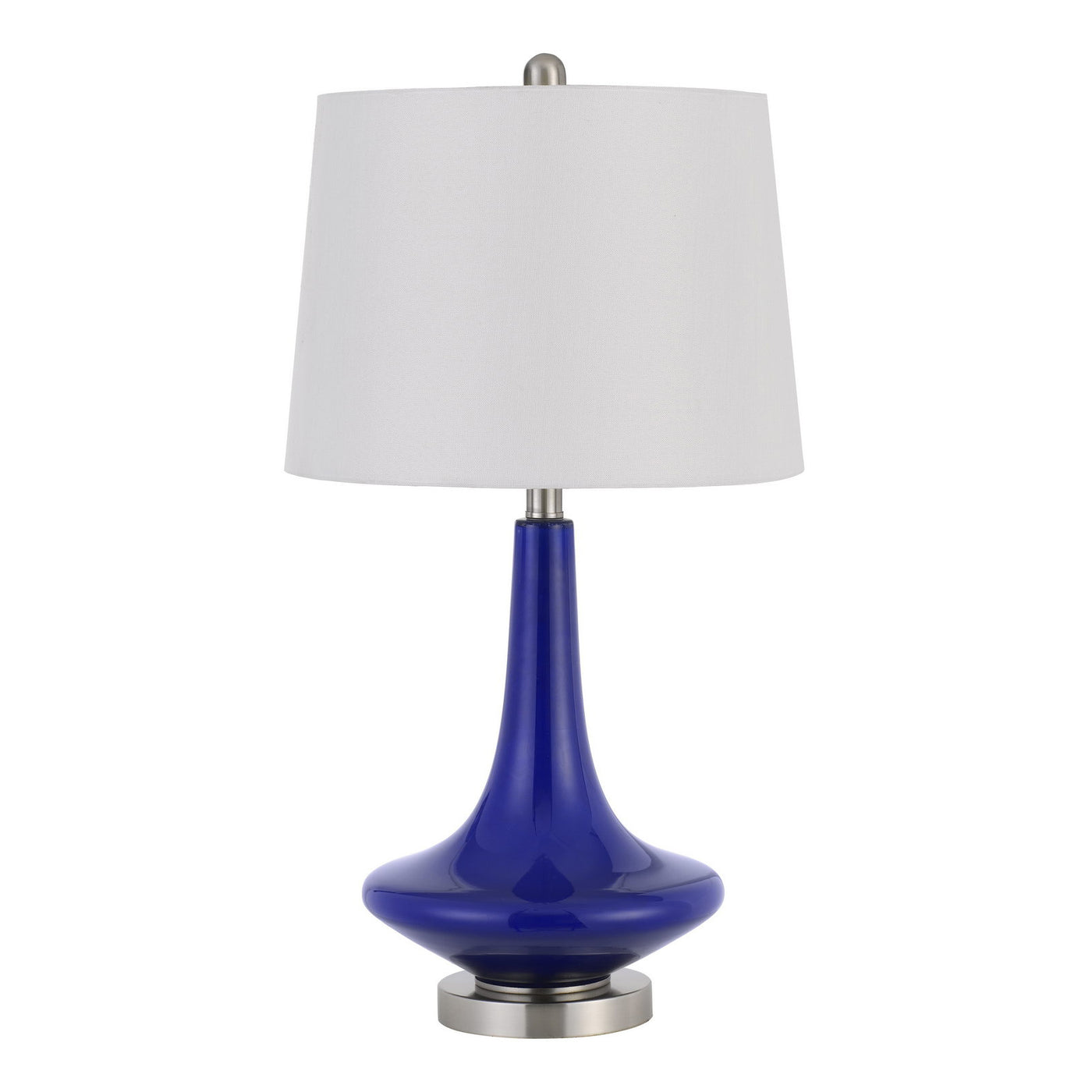 100W Kleve Glass Table Lamp With Taper Drum Hardback Linen Shade  (Priced And Sold As Pairs)