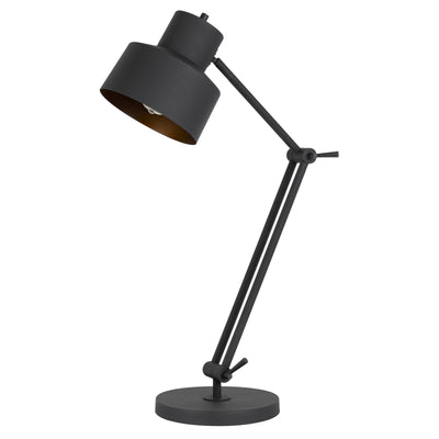 60W Davidson metal desk lamp with weighted base, adjustable upper and lower arms. On off socket switch