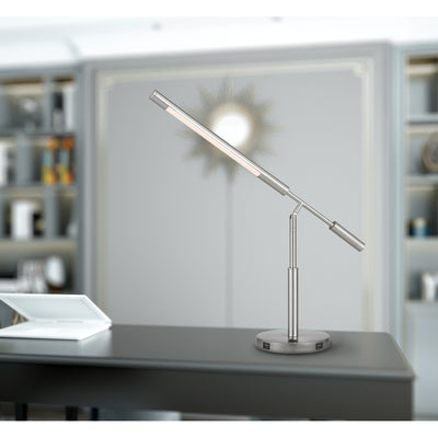 AURAY INTEGRATED LED DESK LAMP WITH 2 USB CHARING PORTS. 780 LUMEN, 3000K, ON OFF ROCKER SWITCH AT BASE.