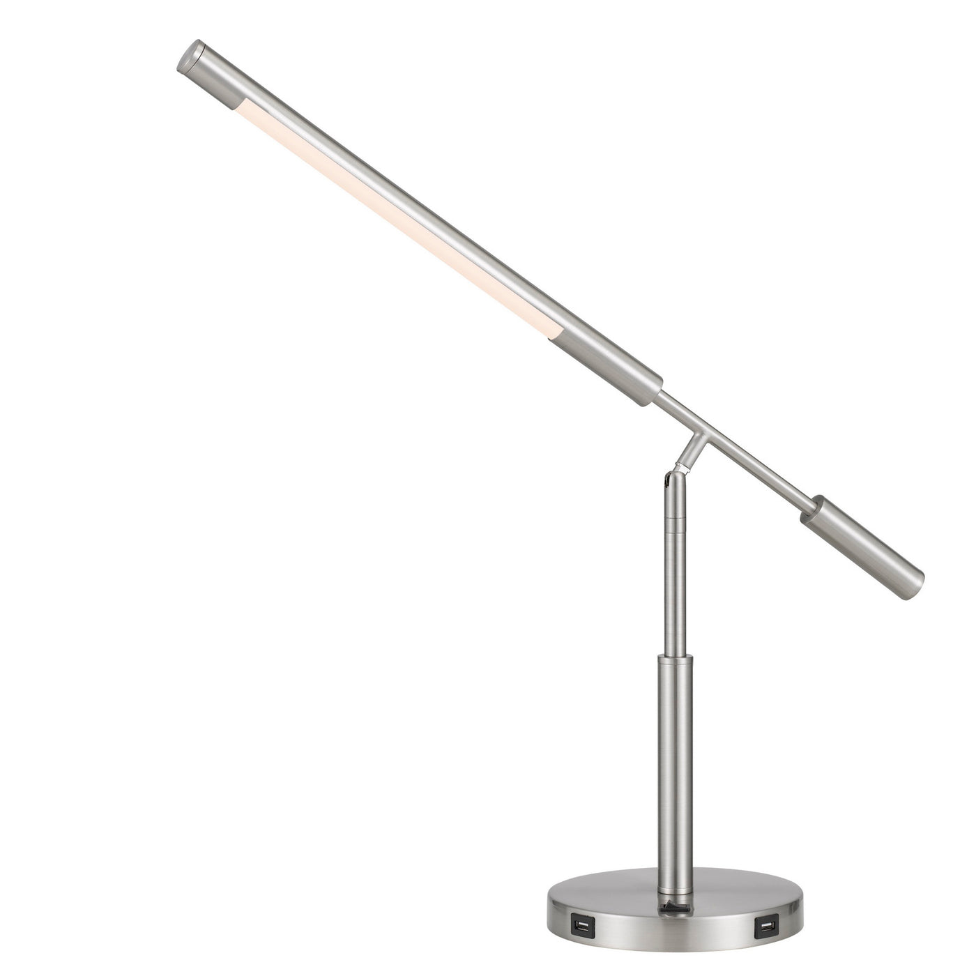 AURAY INTEGRATED LED DESK LAMP WITH 2 USB CHARING PORTS. 780 LUMEN, 3000K, ON OFF ROCKER SWITCH AT BASE.