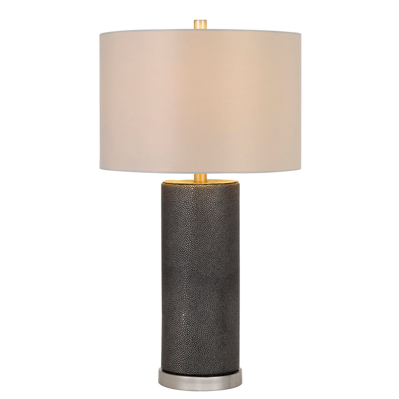 150W 3 WAY GRAHAM CERAMIC TABLE LAMP WITH HARDBACK DRUM FABRIC SHADE