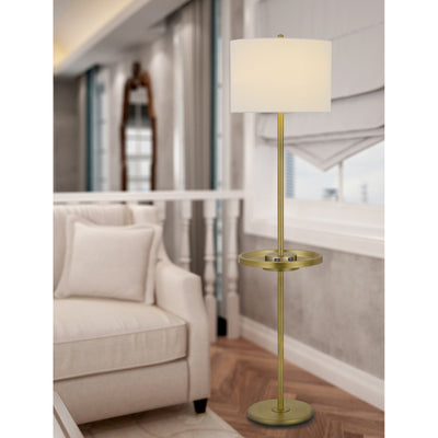 150W 3 WAY CROFTON METAL FLOOR LAMP WITH CENTERED METAL TRAY TABLE WITH 2 USB CHARGING PORTS AND WEIGHTED METAL BASE