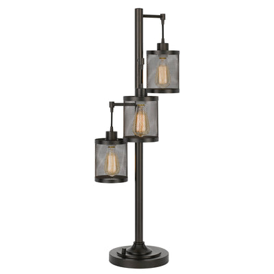 60W X3 PACIFIC METAL TABLE LAMP WITH METAL MESH SHADES WITH A BASE 3 WAY ROTARY SWITCH