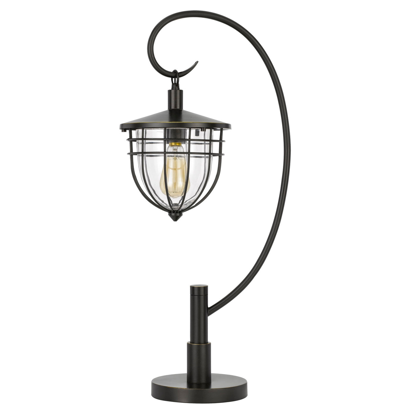 60W Alma metal/glass downbridge lantern style table lamp (Edison bulb included)