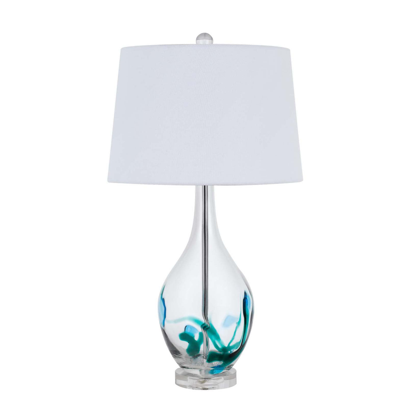 150W 3 way Harlan glass table lamp with hardback taper drum fabric shade