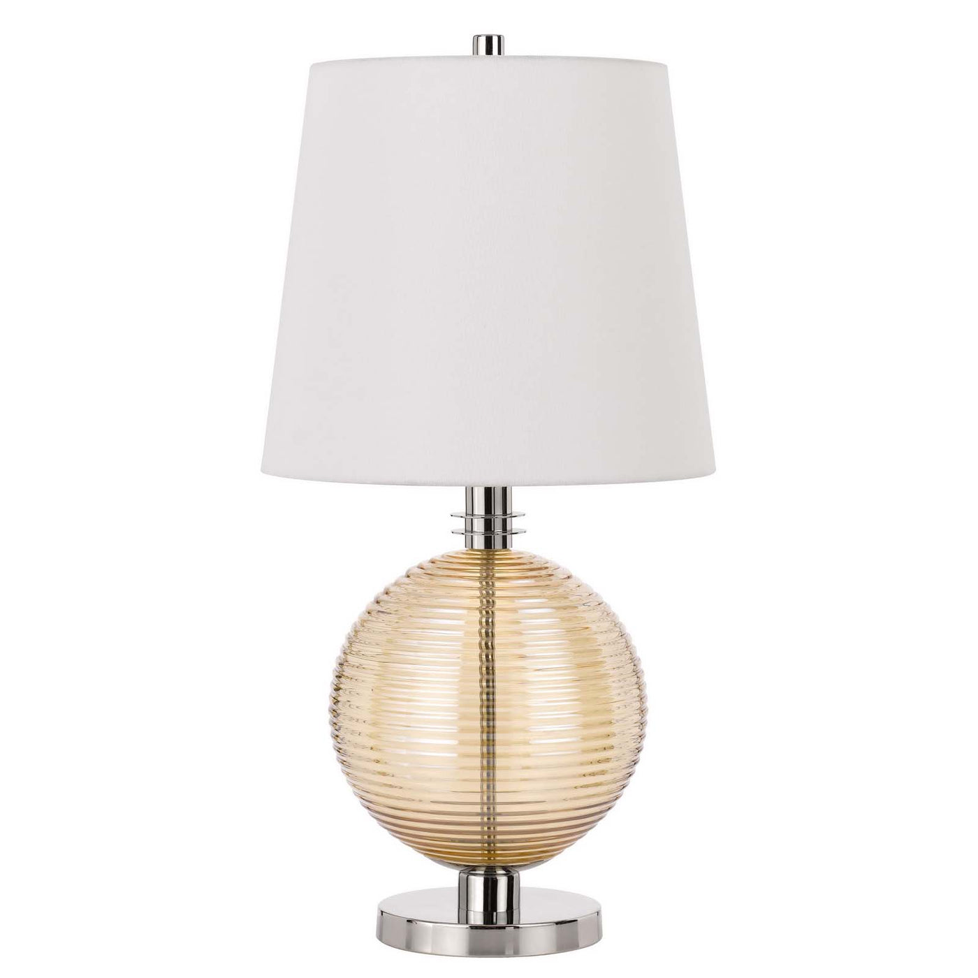 150W 3 way Salisbury glass table lamp with hardback fabric shade