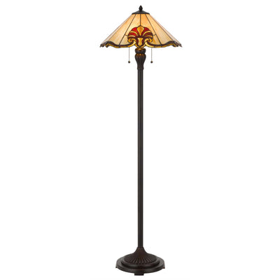 60W x 2 Tiffany table lamp with pull chain switch with metal and resin lamp body