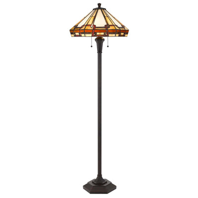 60W x 2 Tiffany table lamp with pull chain switch with metal and resin lamp body