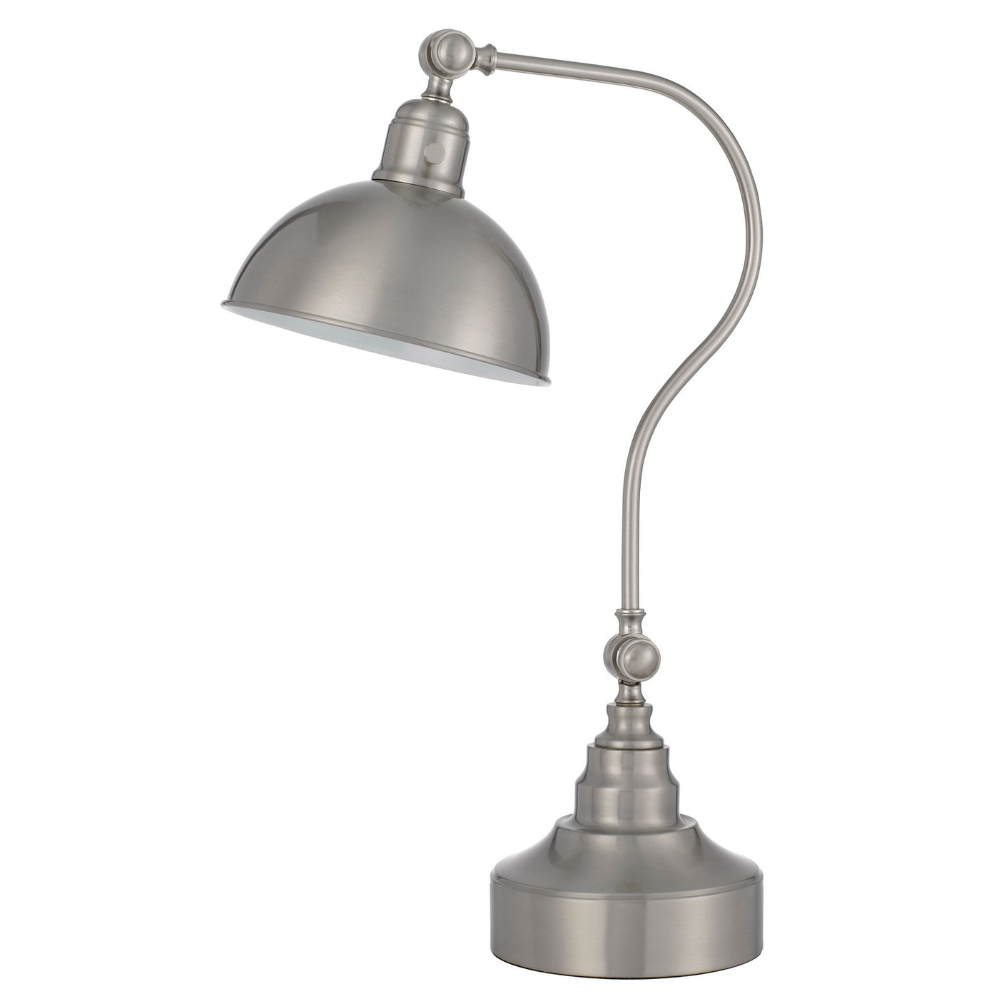 Industrial adjustable metal downbridge desk lamp with half dome metal shade