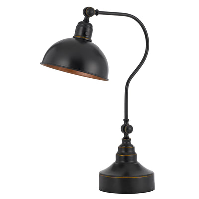 Industrial adjustable metal downbridge desk lamp with half dome metal shade