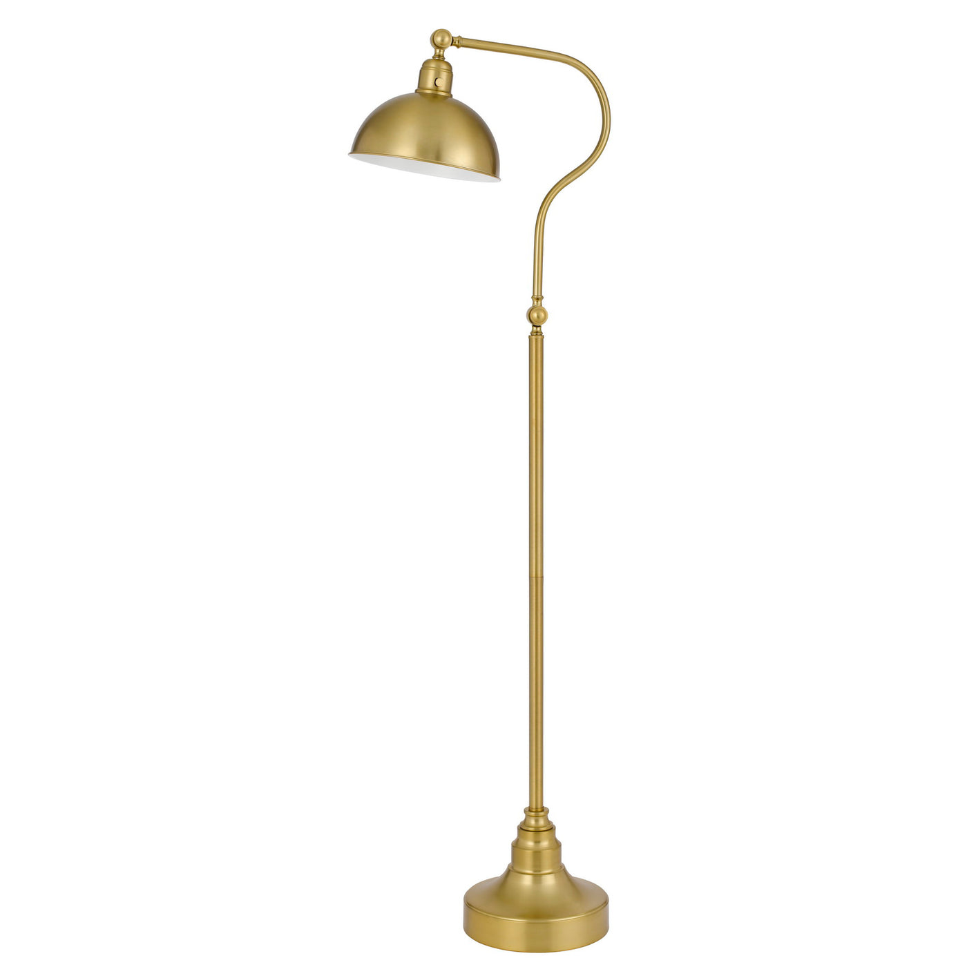 Industrial adjustable metal downbridge floor lamp with half dome metal shade