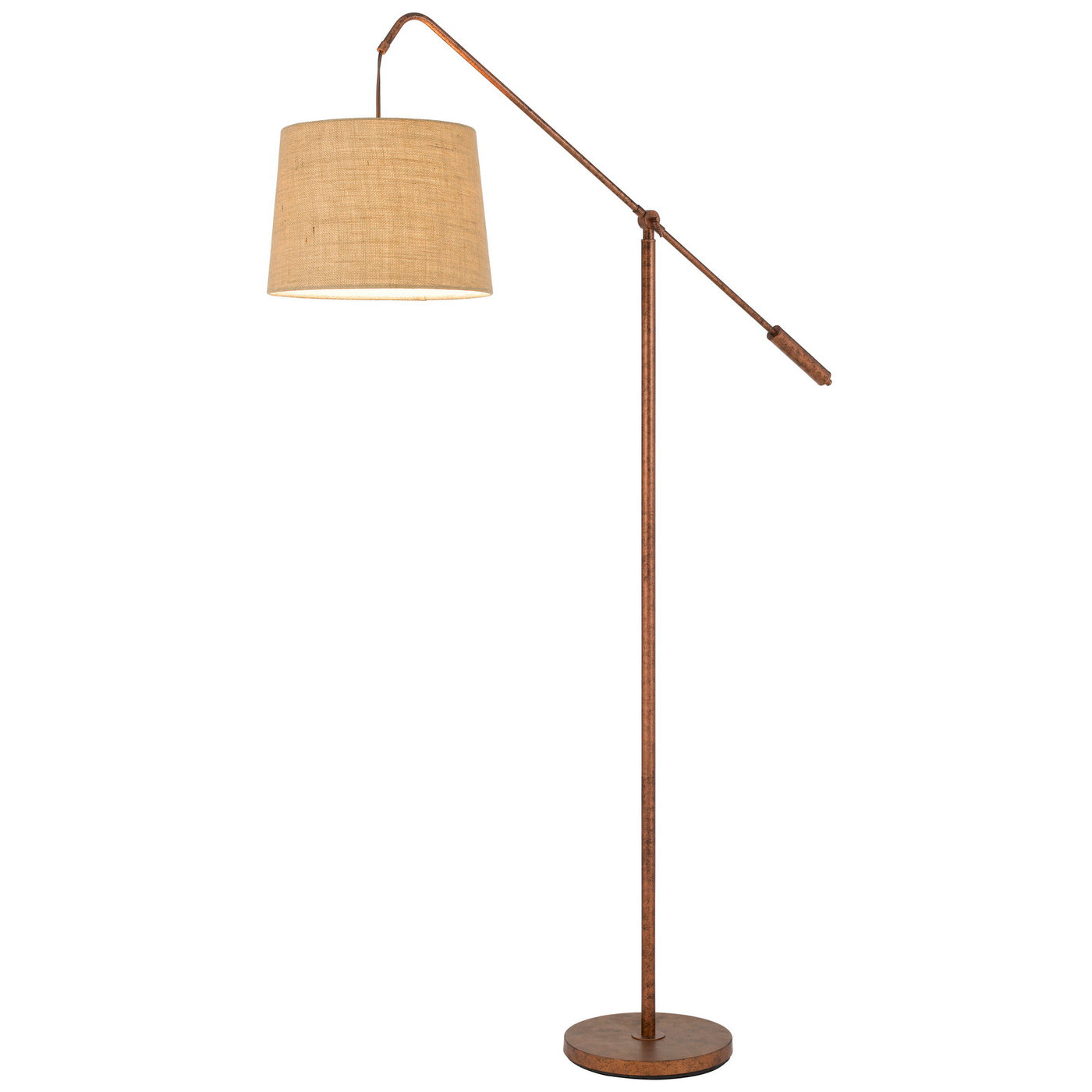 FISHING ROD ADJUSTABLE METAL FLOOR LAMP WITH BURLAP SHADE