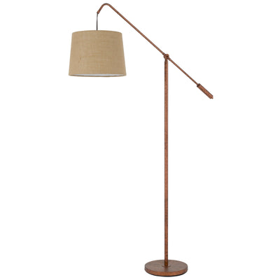 Fishing Rod adjustable metal floor lamp with burlap shade