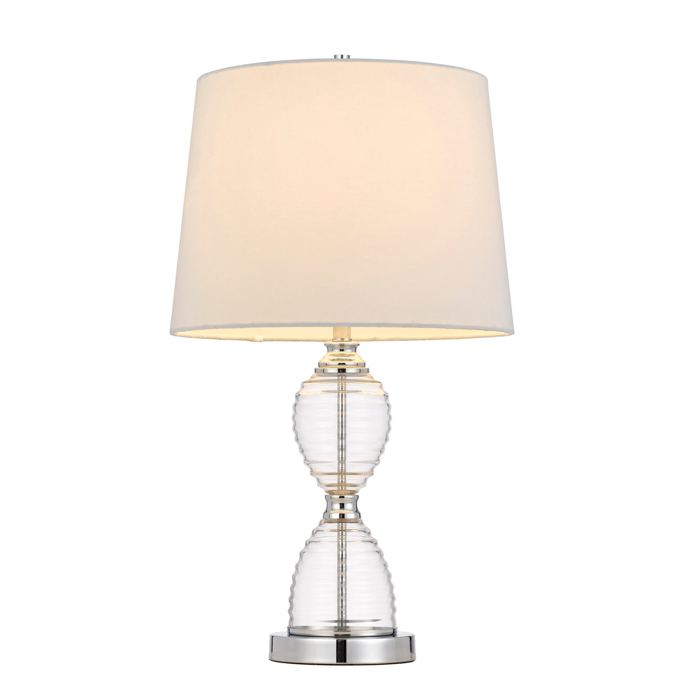 EDEN GLASS TABLE LAMP WITH TAPER DRUM HARDBACK SHADE