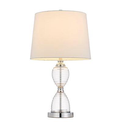 EDEN GLASS TABLE LAMP WITH TAPER DRUM HARDBACK SHADE