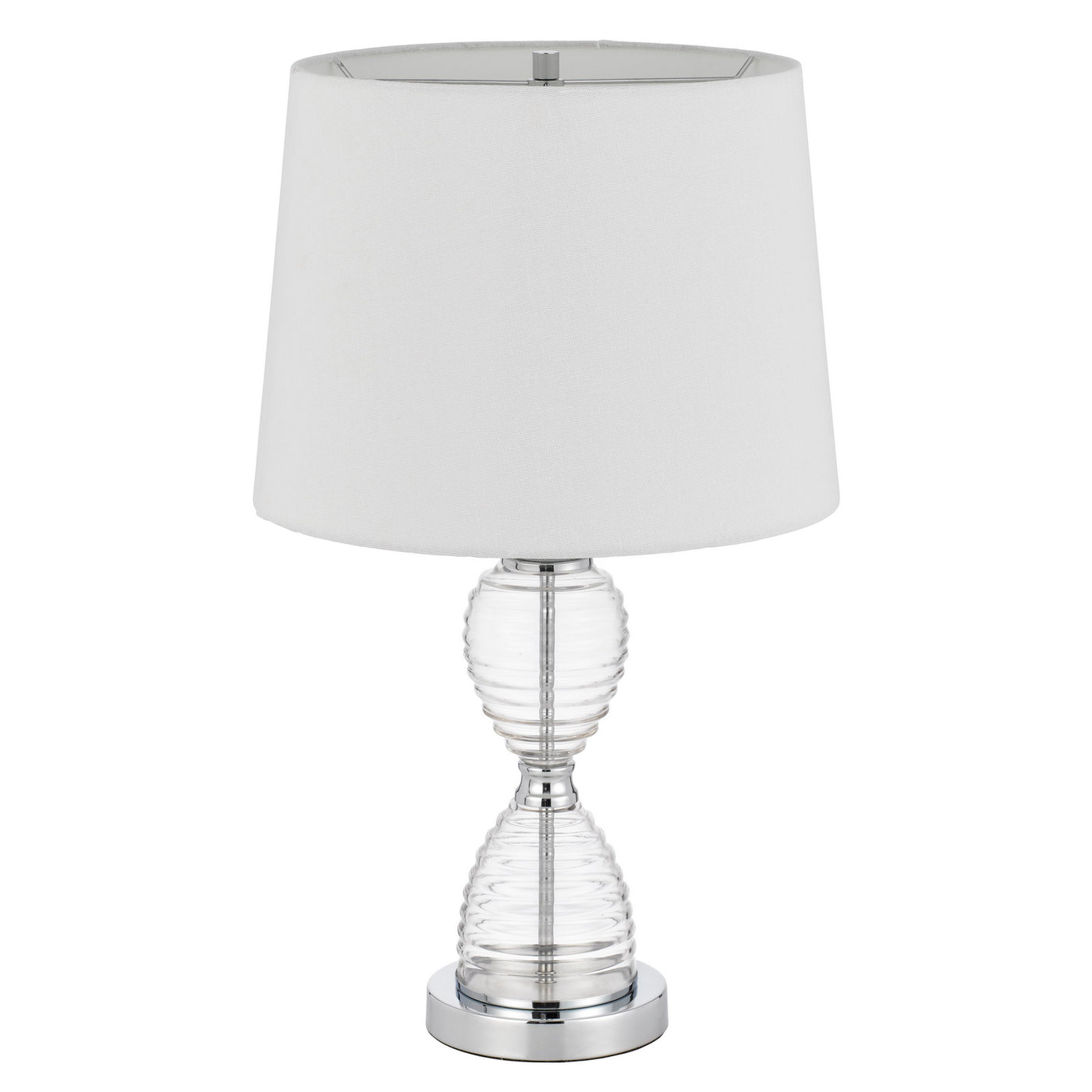 EDEN GLASS TABLE LAMP WITH TAPER DRUM HARDBACK SHADE