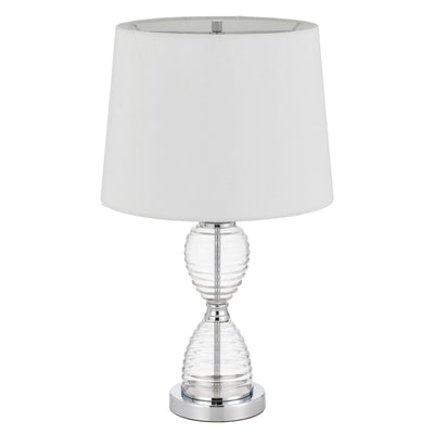 EDEN GLASS TABLE LAMP WITH TAPER DRUM HARDBACK SHADE