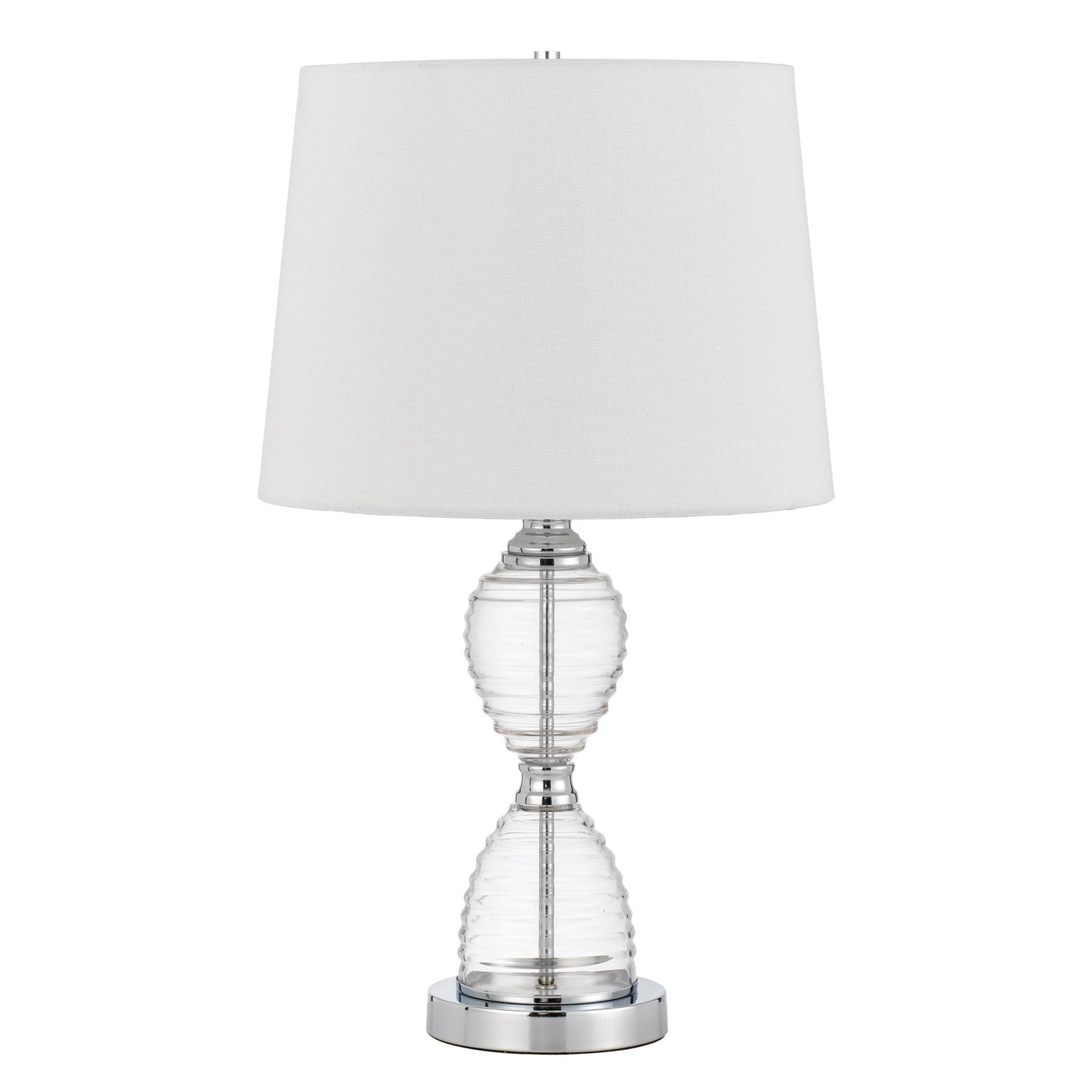 Eden glass table lamp with taper drum hardback shade