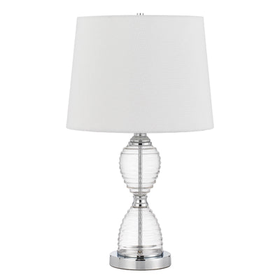 Eden glass table lamp with taper drum hardback shade