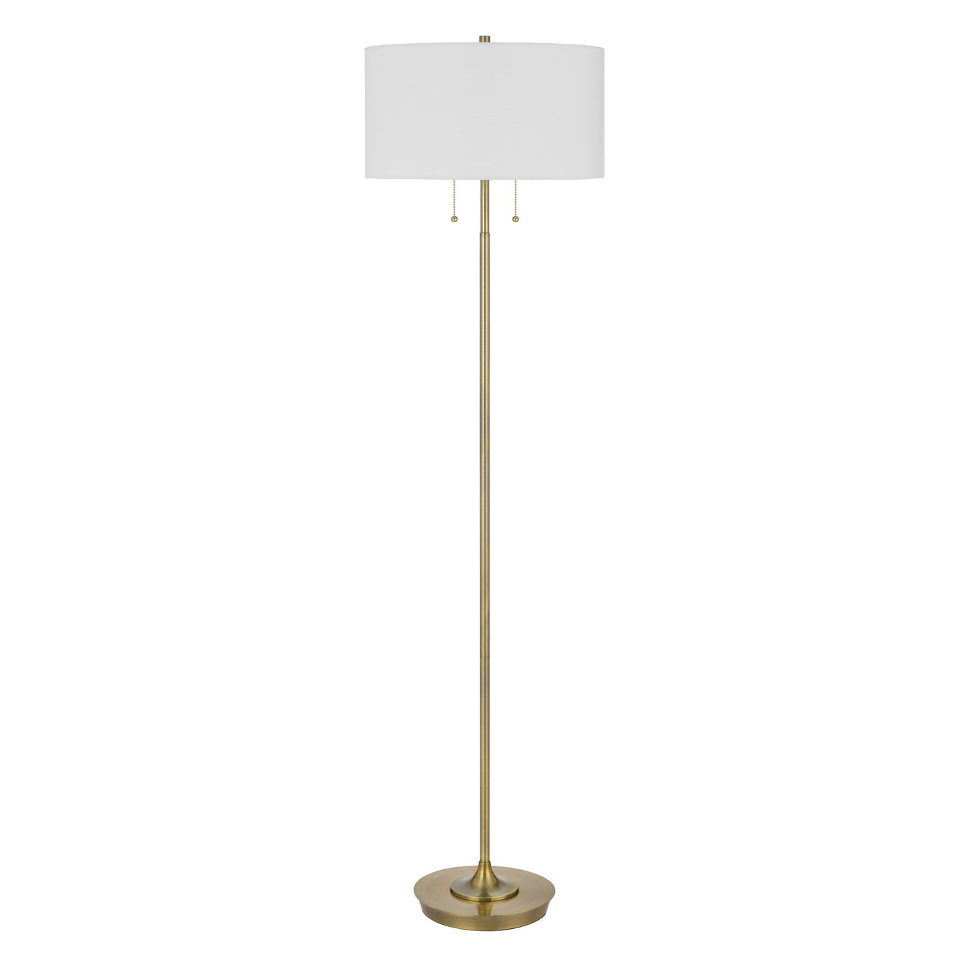 Kendal metal floor lamp with pull chain switch, drum fabric shade