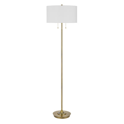 Kendal metal floor lamp with pull chain switch, drum fabric shade